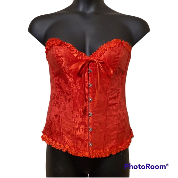 Red lace up corset size Large Womens - Picture 2 of 3